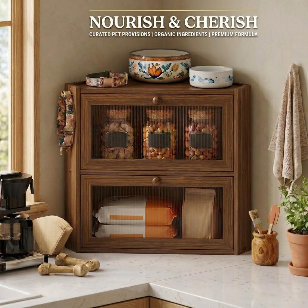 Bread Box - Brown Corner,2 Tier Bamboo Countertop