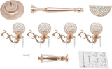 Gold Centerpieces for Table, 5 Arm Crystal Candelabra Holder with Pendant, 4 Candle Slots & 1 Flower Vase, Table