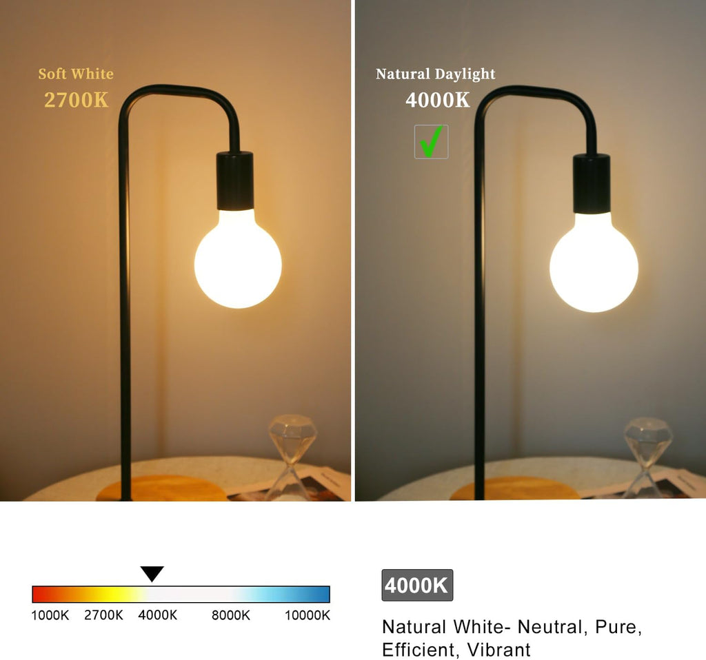 G30 LED Globe Light Bulbs, E26 Base, Neutral White 4000K, 2 Pack