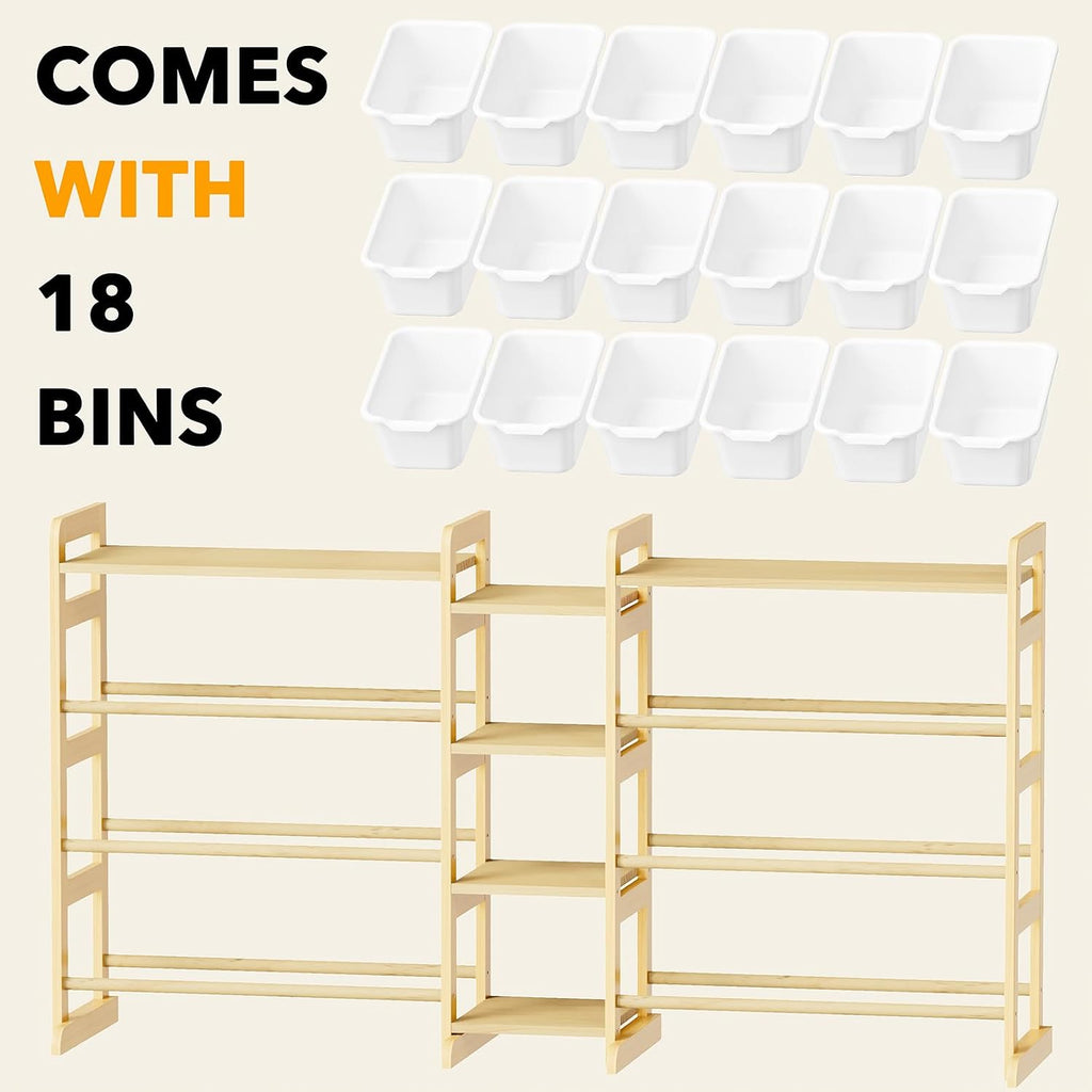 Large Toy Storage Organizer with 6 Shelves and 18 Bins, Book Shelf Organizers Storage Bookshelf, Kids Bin Shelf Box