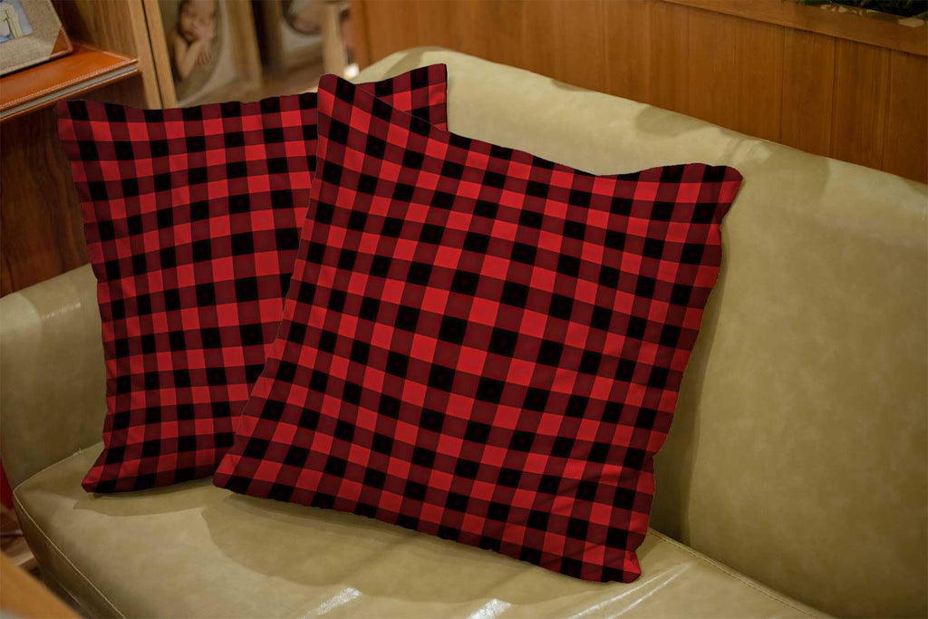 Red Black Buffalo Tartan Plaid Pillow Covers 24x24 Set of 2