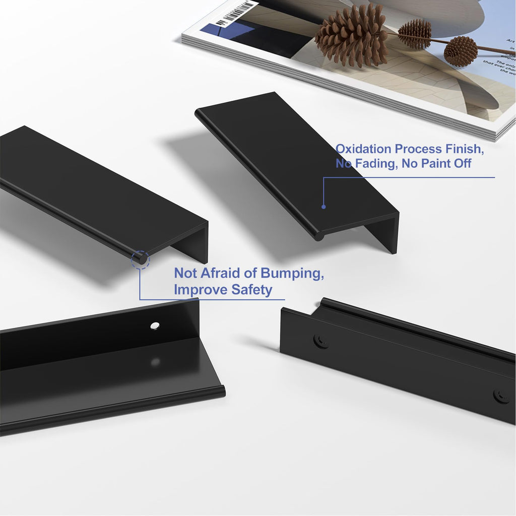 30 Pack Kitchen Cabinet Handles 5-1/16" Black Drawer Pulls Edge Pulls