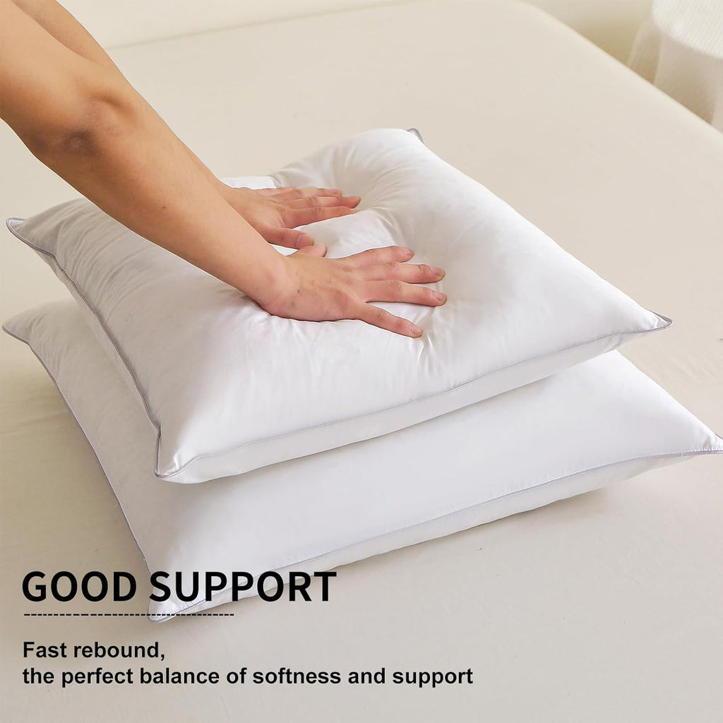 Throw Pillow Insert (, White), Goose Feather and Polyeser Throw Pillow for Decorative Cushion Bed Couch Sofa - Set of 2