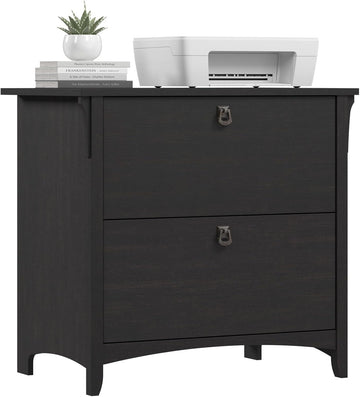 Home Salinas 2 Drawer Lateral File Cabinet in Vintage Black, Home Office Storage Solution, Organizer with Drawers for