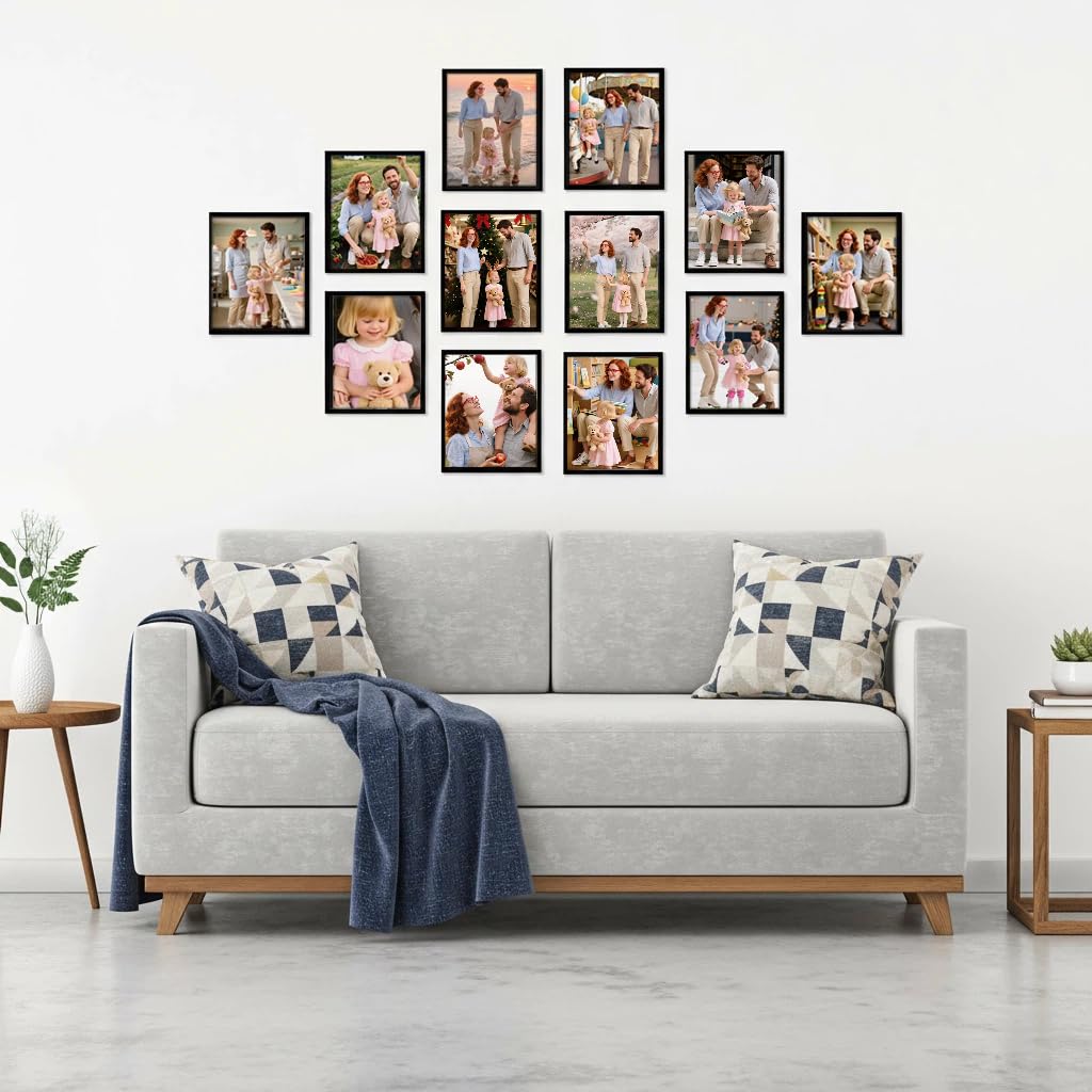 Black 8x10 Picture Frame Bulk, Multi 8 x 10 Photo Frames Set for Wall Hanging or Tabletop, 12 Pack