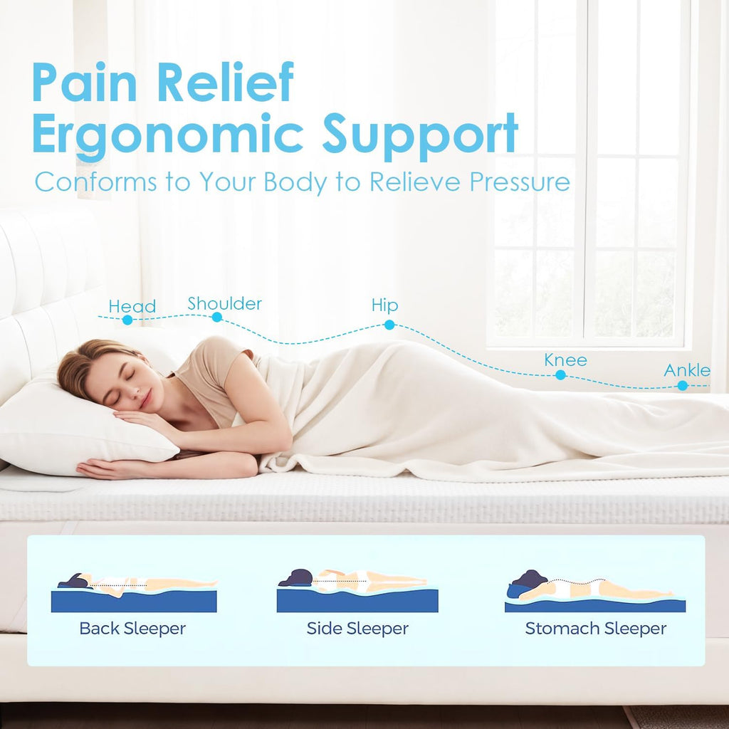 3 Inch Gel Memory Foam Mattress Topper Queen, Thick Mattress Pad | Bed Topper for Back Pain, Non-Slip Design with