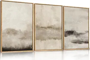 HPINUB Minimalist Large Abstract Framed Canvas Wall Art Set-16"x24"x3 - Set of 3