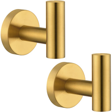 Bathroom Towel Hook 2 Pack, Robe Coat Holder Brushed Dark Gold