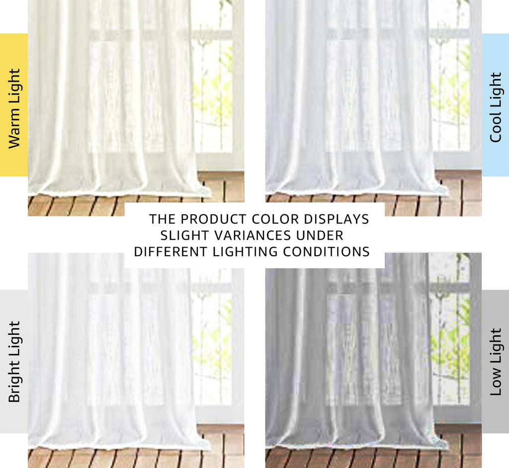 White Sheer 108 inch Curtains, Rod Pocket & Back Tab Semi Linen Sheer Window Treatment Privacy Drapes /Bedroom, 104"