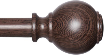 Wood Curtain Rods for Windows 28 to 48 Inches,1 inch Heavy Duty Window Curtain Rods with Imitation Wood Grain Finials