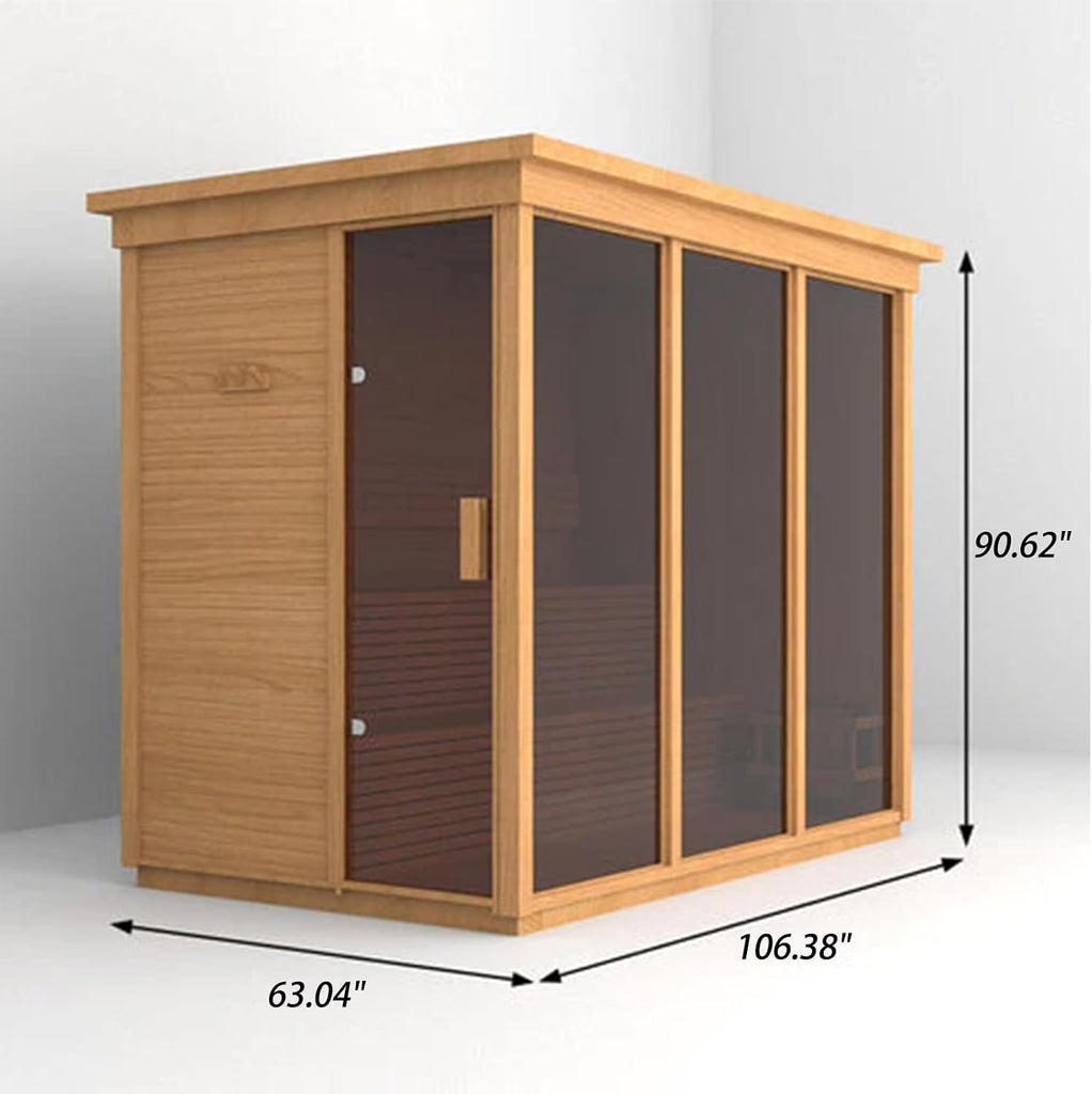 Customized Outdoor 4-8 Person Wood Steam Sauna, Canadian Red Cedar | Hemlock/ Pine Traditional Wooden Spa Room, Wood