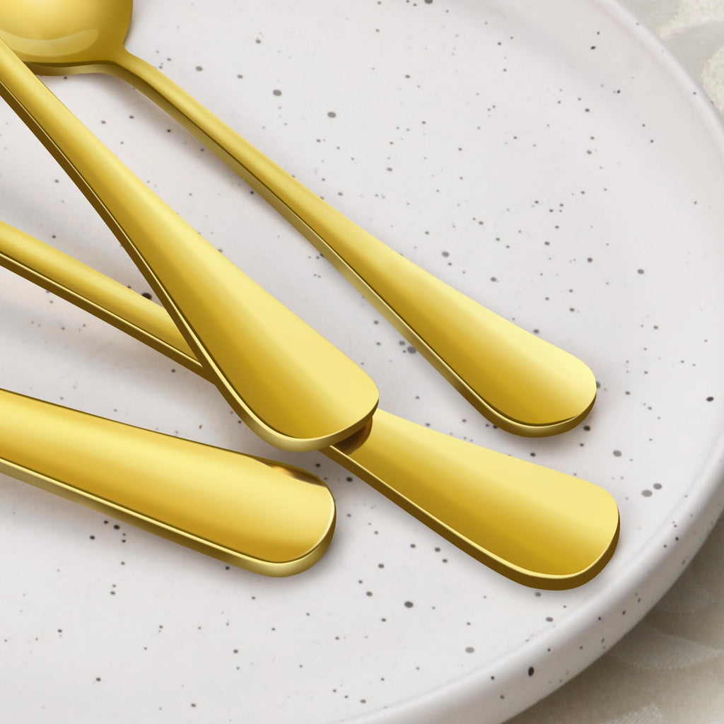 24-Piece Gold Silverware Set with Steak Knives Stainless Steel Flatware Set for 4 Food Grade Tableware Cutlery Set