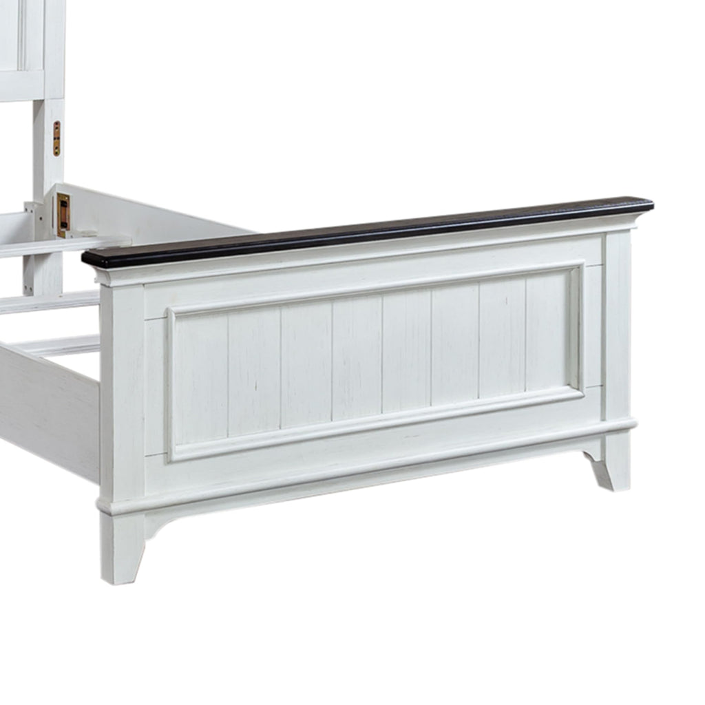 Allyson Park Panel Bed Cottage - Wirebrushed White w/Charcoal Tops