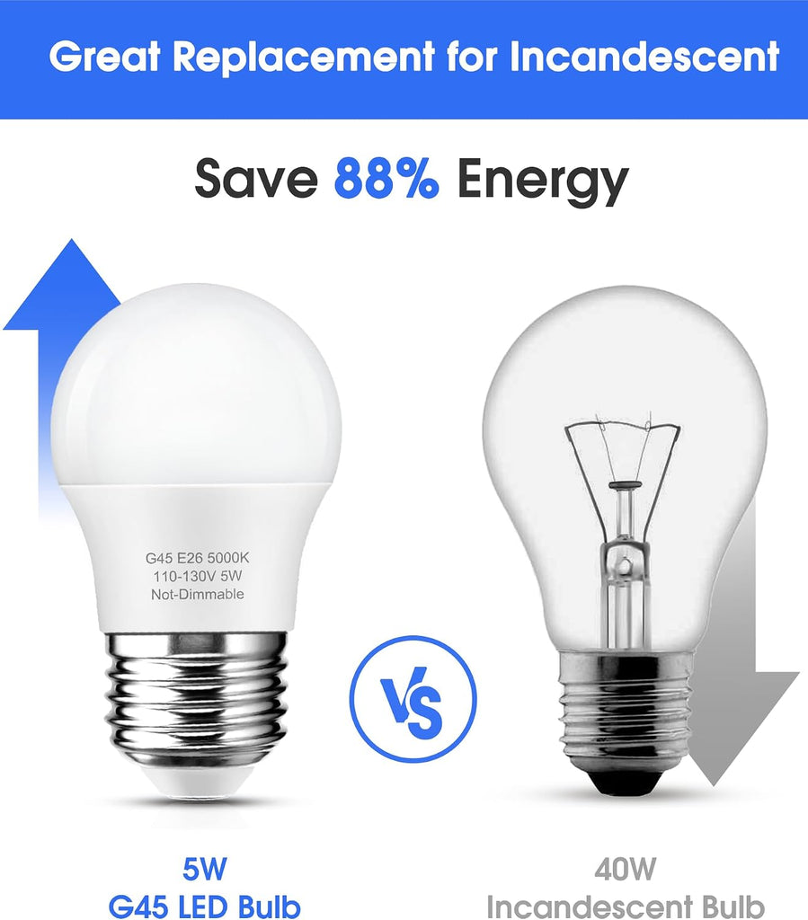 A15 Small LED Refrigerator Light Bulbs, 40W Equivalent Non-Dimmable