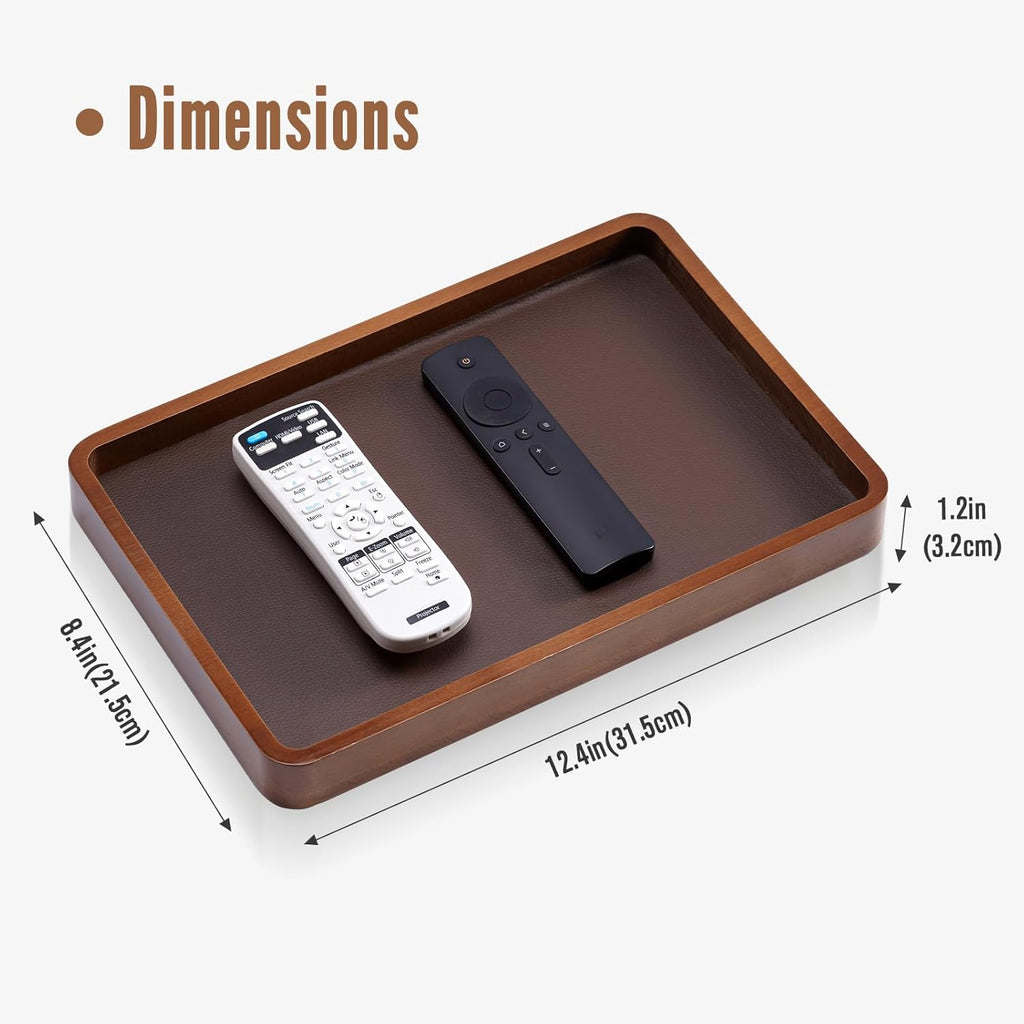 Wood Valet Tray for Men, Key Tray, Desk & Nightstand -DarkBrown