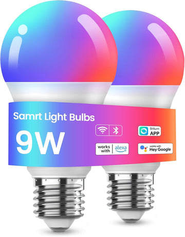 Smart Light Bulbs, Color Changing Smart Bulb Work with Alexa & Google Assistant, 2.4GHz WiFi Bluetooth LED Light