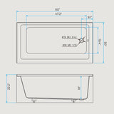 60" X 30" Acrylic Drop-in Bathtub, Glossy White Soaking Tub with Storage Ledge, Right Drain & Integral Flange