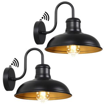 2-Pack Dusk to Dawn Outdoor Wall Lights, 10'' Waterproof Farmhouse Gooseneck Outdoor Barn Light, Anti-Rust Vintage