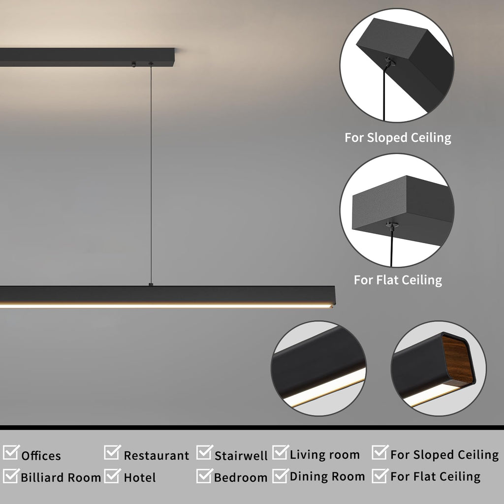 LED Linear Pendant Light, 31IN Ceiling Chandlier Light Fixtures Hanging with Remote Control 3000k-6500K Adjustable