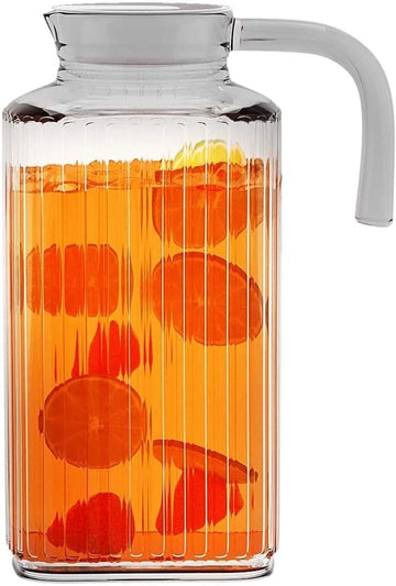 Fridge Pitcher - 60 OZ. Glass Water Fridge Pitcher with Lid By Practical and Easy to use Fridge Pitcher Great for