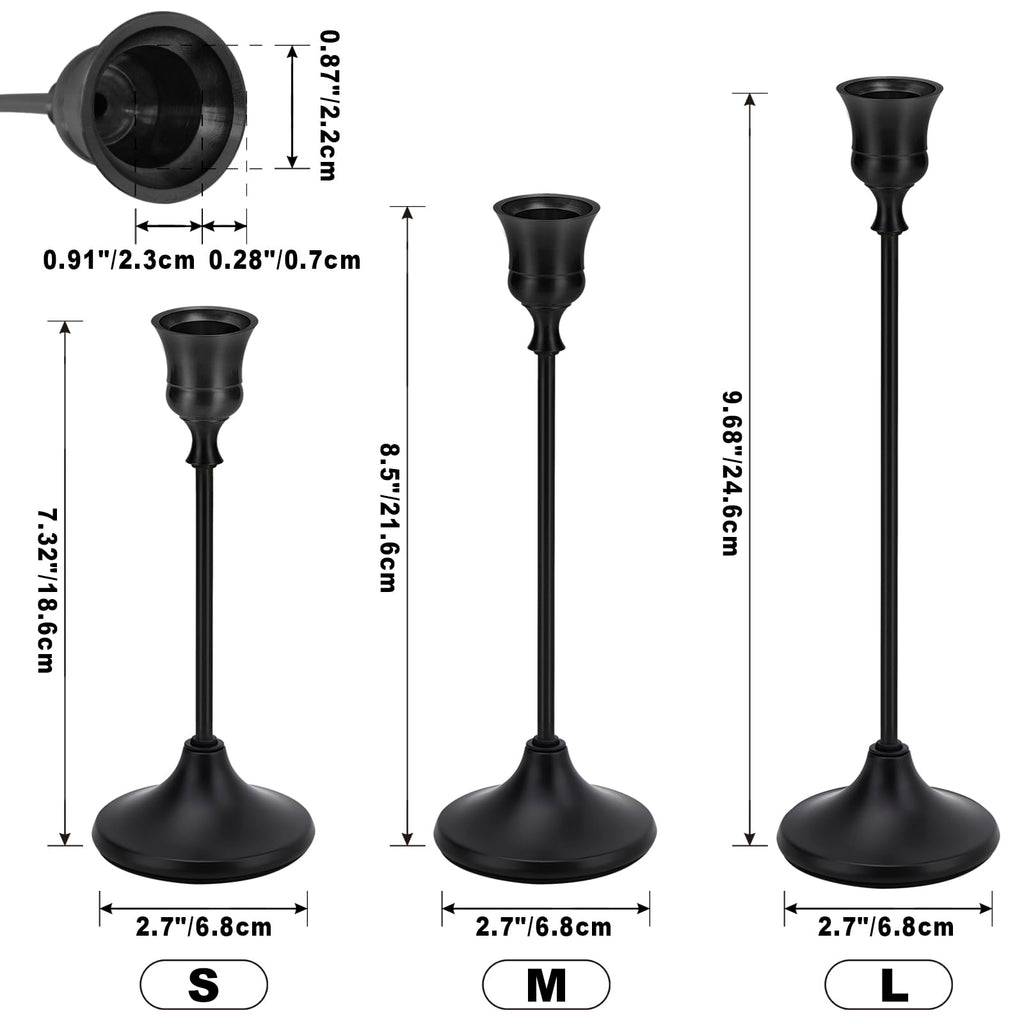 Black Candlestick Holders Taper Metal Candle Sticks Holder for Dining Table, Vintage Candelabra Tall Candle Stand for