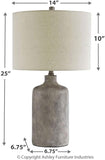 Signature Design by Ashley Linus Modern 25" Ceramic Table Lamp, Natural Stone Finish