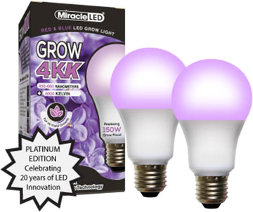 4KK Indoor Grow Light Bulb - 4000K Red and Blue Spectrum Grow Bulbs for Vegetables, Herbs, Hydroponics. (2-Pack)