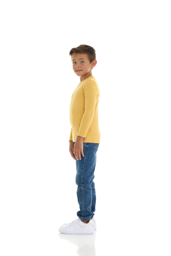 Pack Toddler Boys' Solid Long Sleeve Tees- Five Timeless Cotton Blend Crewnecks in Rich, Modern Colors