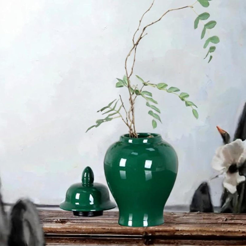 Porcelain Ginger Jar Storage Tank Ceramic Vase for Arrangement Collection