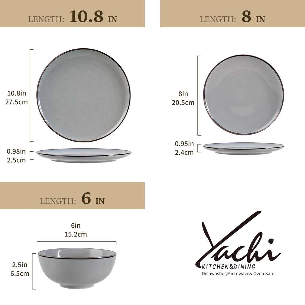 Dinnerware Set for 6, 18Pieces Plates and Bowls Set