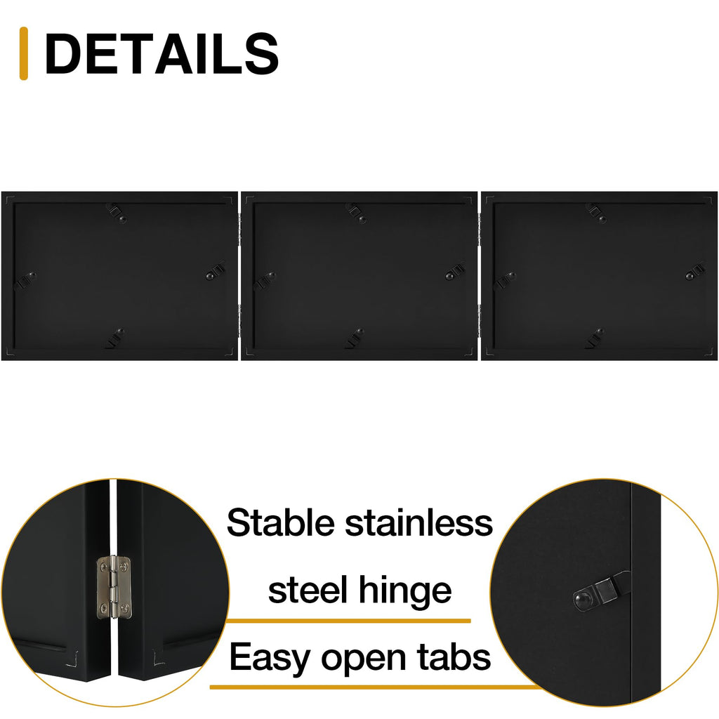 Black Triple 6x4 Picture Frame Horizontal