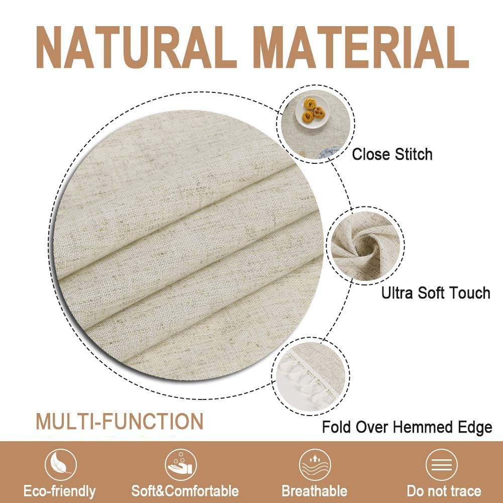 Solid Color Tassel Tablecloth Cotton Linen Dust-Proof Shrink-Proof Table Cover Dining Farmhouse Tabletop Decoration