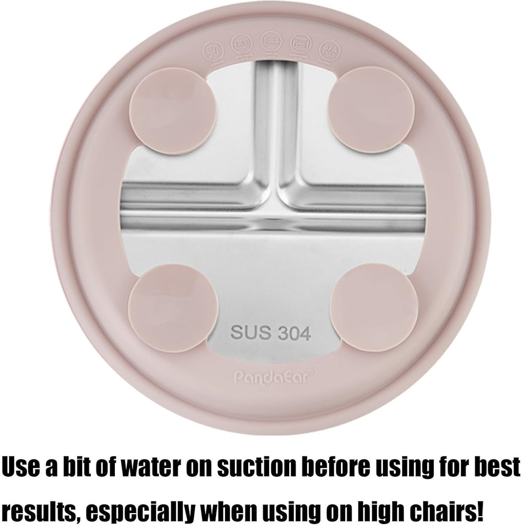 3 Pack Stainless Steel Toddler Plates with Suction, Divided Plates with Removable Silicone Sleeve for Babies &
