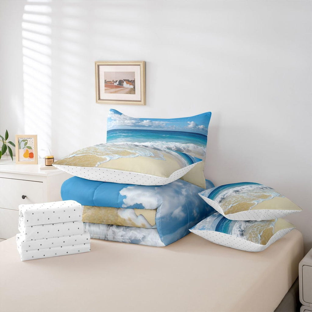 Ocean Wave 7 Pcs Bedding Set Sea Themed
