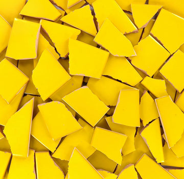 Broken Mosaic of 5 pounds in Bright Yellow Solid Color Talavera Mexican Handmade Tiles