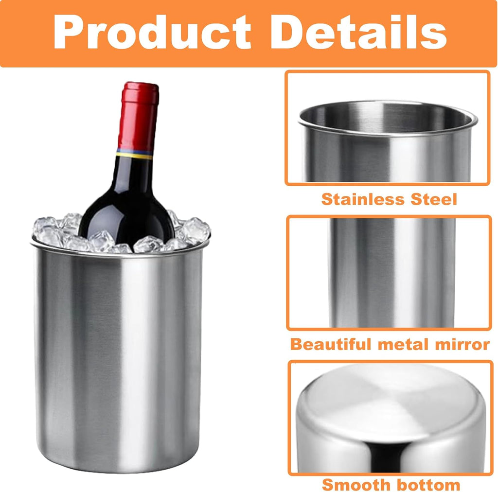 Stainless Steel Wine Chiller, Champagne Bucket, Wine Chiller Bucket - Set of 6