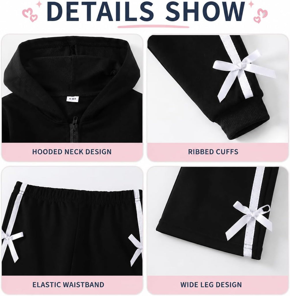 Girls 2 Piece Outfit Set Long Sleeve Sweatshirt & Wide Leg Pants Set