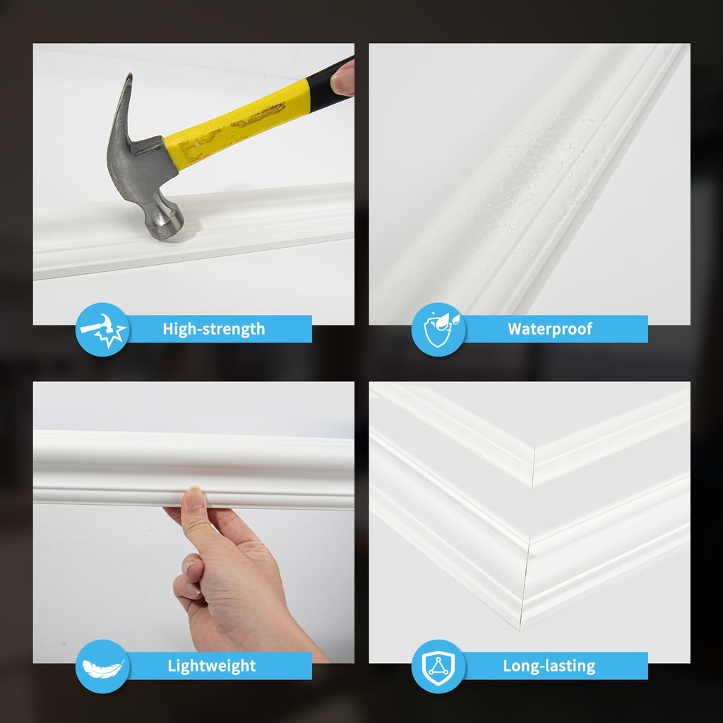 Premade Bilinear Frame Wainscoting Molding Set, 6 Separate Frame