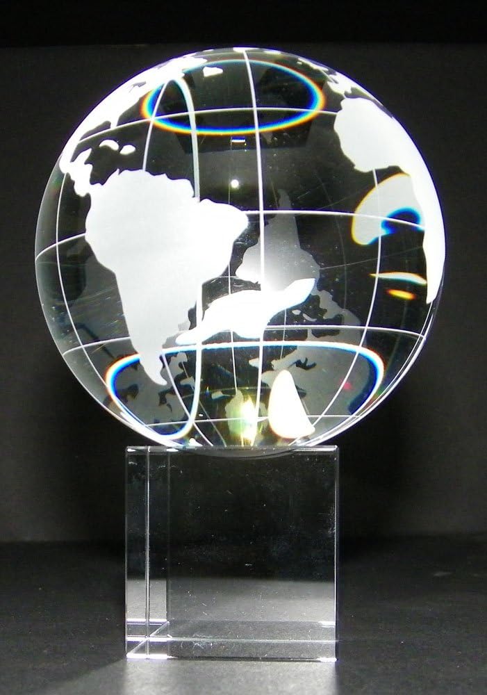 Globe (3 inch Diameter) on Crystal Stand with Gift Box - 4.75 Inch Tall