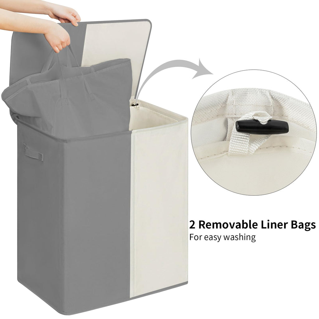 Double Laundry Hamper with Lid, 154L Large Laundry Basket Organizer