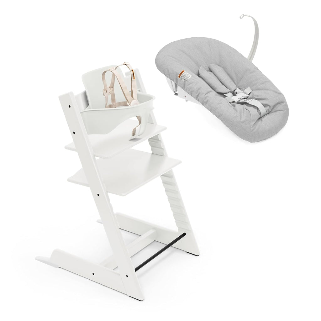 Tripp Trapp High Chair with Newborn Set and Tray, Black/Grey