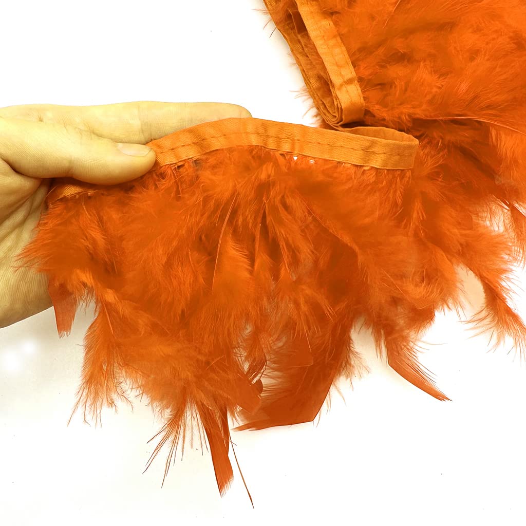 Orange 4-6inch 2yard Turkey Feather Fringe Trim for Dress Sewing Crafts Costumes Accessories Party Supplies Festival