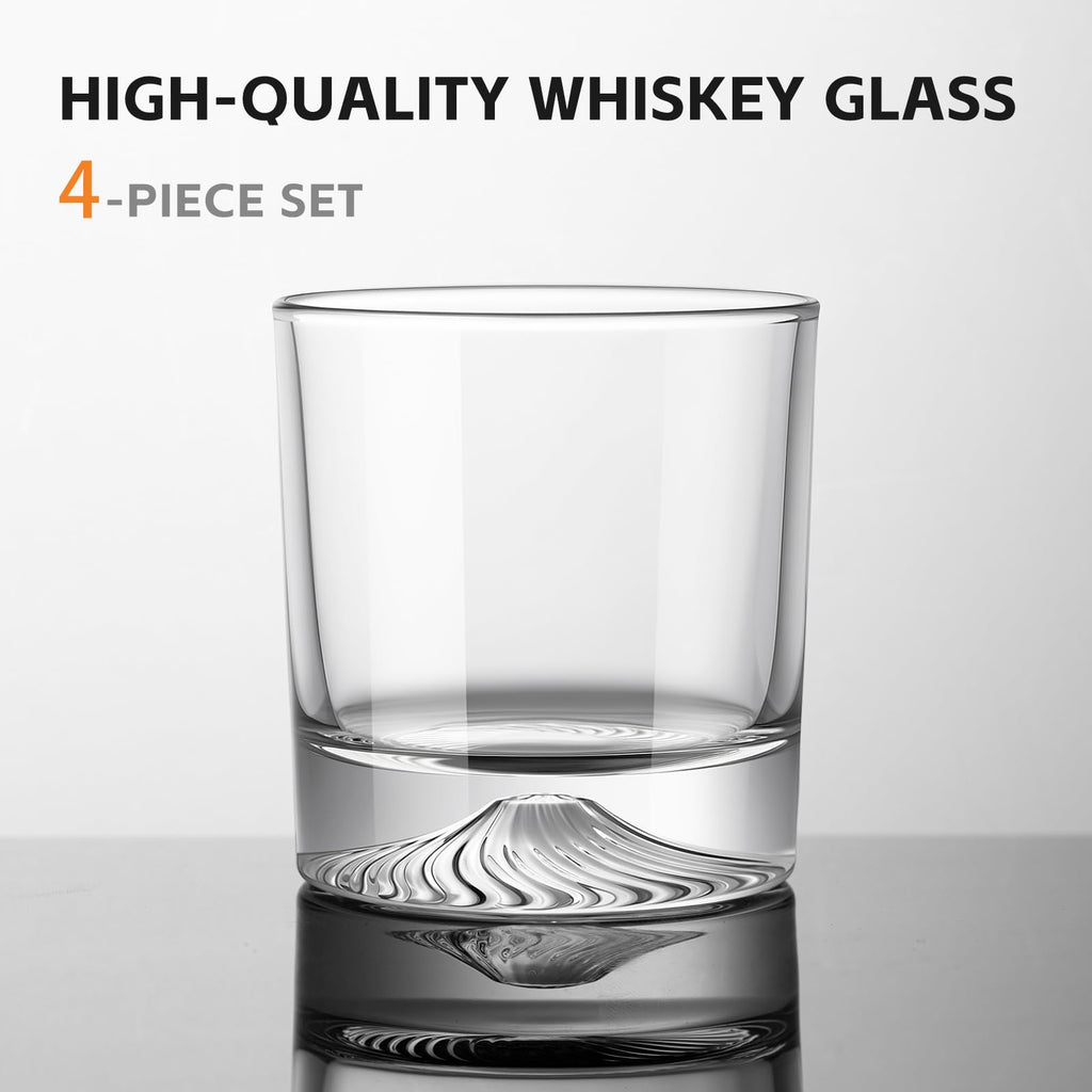 Old Fashioned Whiskey Glasses Set 4-9.5 oz Bourbon Glass