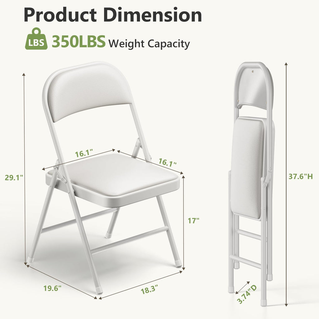 6 Pack Folding Chairs, PU Leather Folding Dining Chairs with Padded Cushion Seat & Back, Indoor Outdoor Folding Chair