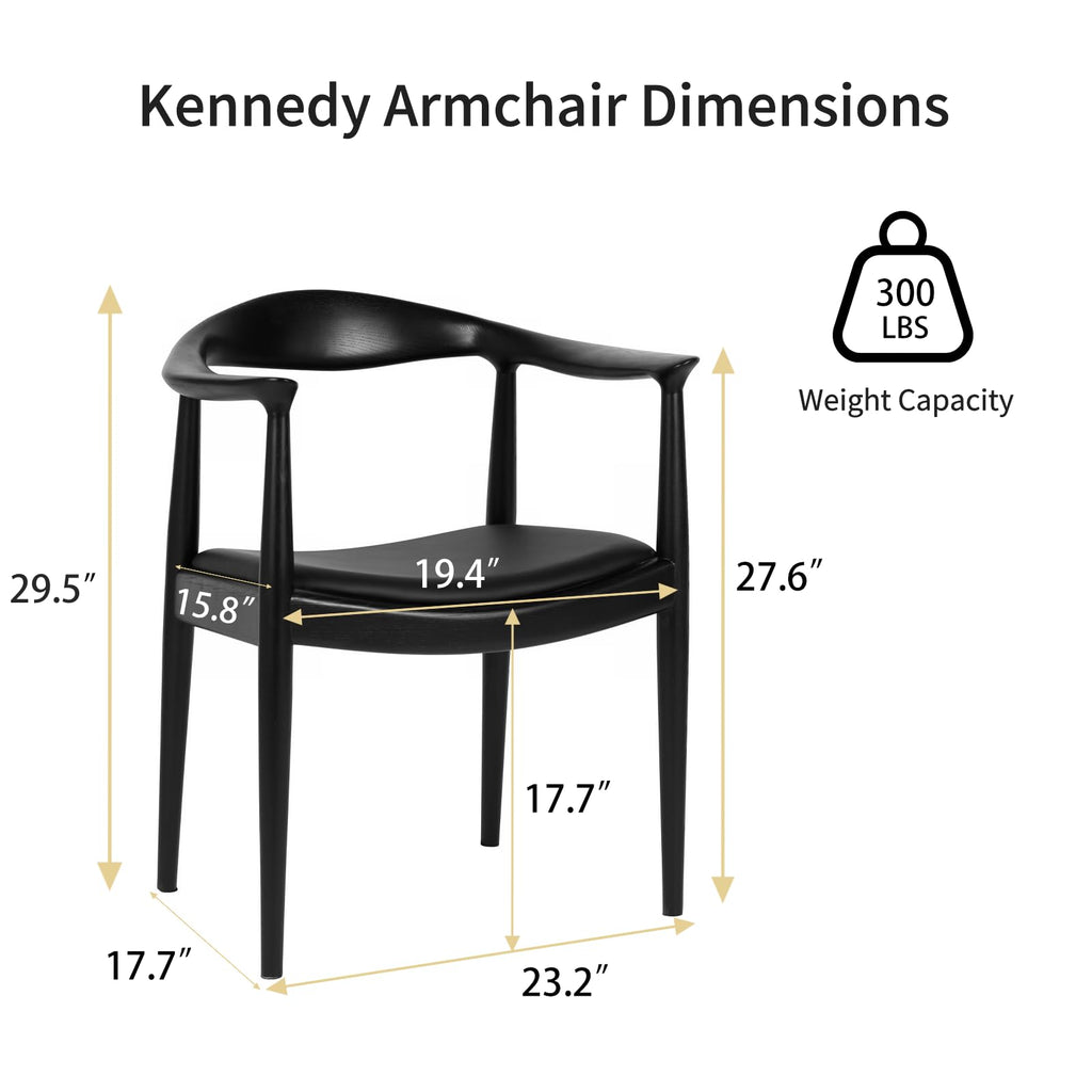 Wood Chairs with Arms, Mid Century Modern Dining Chairs (Black)