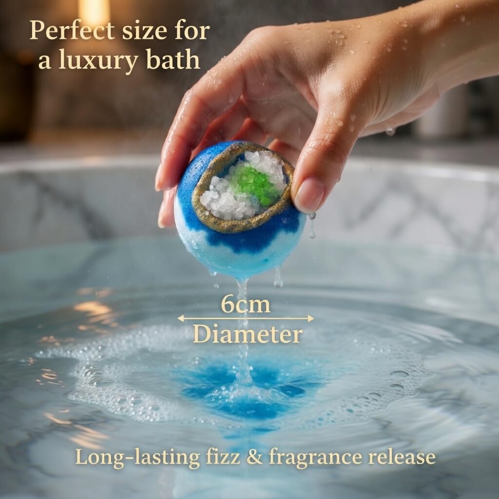 Luxury Bath Bomb Gift Set, 6 Large 3.35 oz Crystal Geode Bath Bombs, Scented Spa Fizzers in a Premium Magnetic Gift