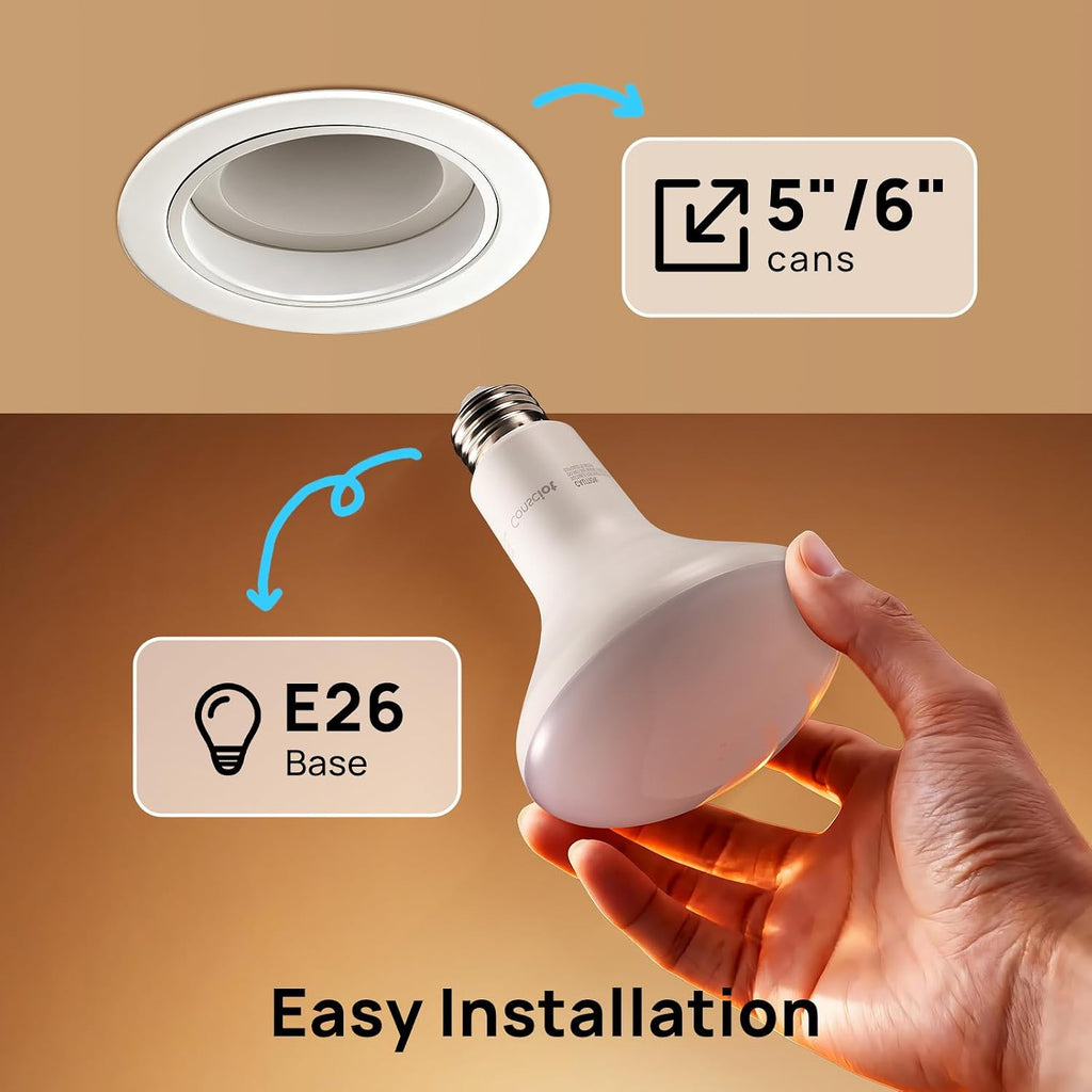 BR30 LED Bulb Dimmable, 10W Equivalent 65W, 850lm, 2700K, 12 Pack