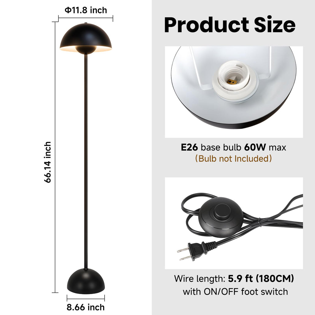 Floor Lamp, 66'' Industrial Black Lamp