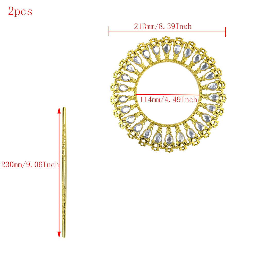 Shiny Gold Curtain Tiebacks Round Holdbacks, 26 Crystals - 2 Pack
