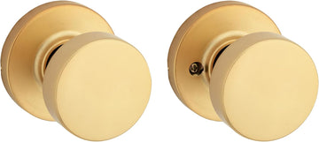 Pismo Interior Passage Door Knob, Handle for Closet and Hallway Doors, Non-Locking Doorknob, Satin Brass, Round